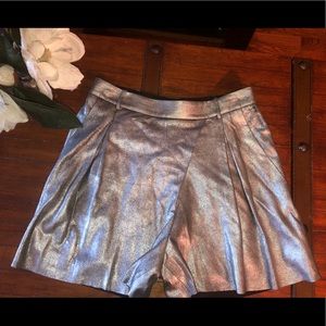 Halston Heritage Metallic Suede Shorts Sz 0